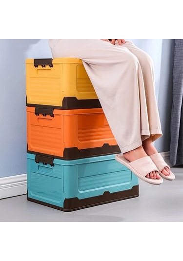 Gateesat Büyük Kapasiteli Katlanır Hafif Pp Yatak Altı Saklama Kutusu Sarı Sarı