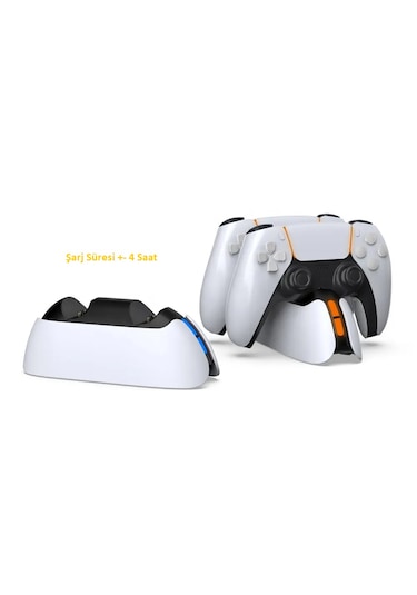 Ps5 Kol Şarj Edici Stand Dock Led Işıklı Göstergeli Çift Kol Şarj