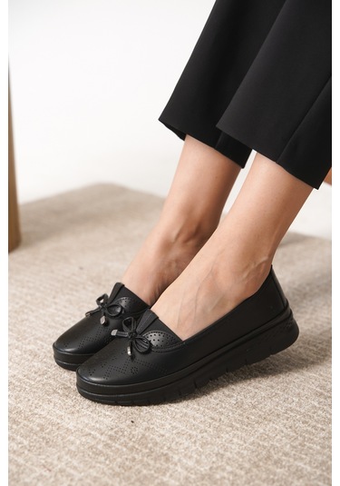 Garantili D0109 Günlük Ortopedik Kadın Babet Ayakkabı Siyah