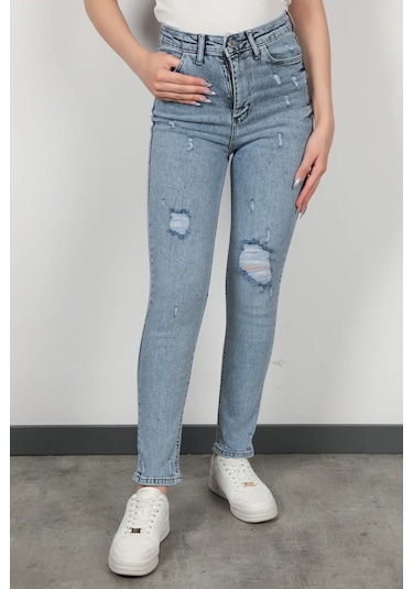 Giysa Kadın Lazerli Skinny Jean Mavi