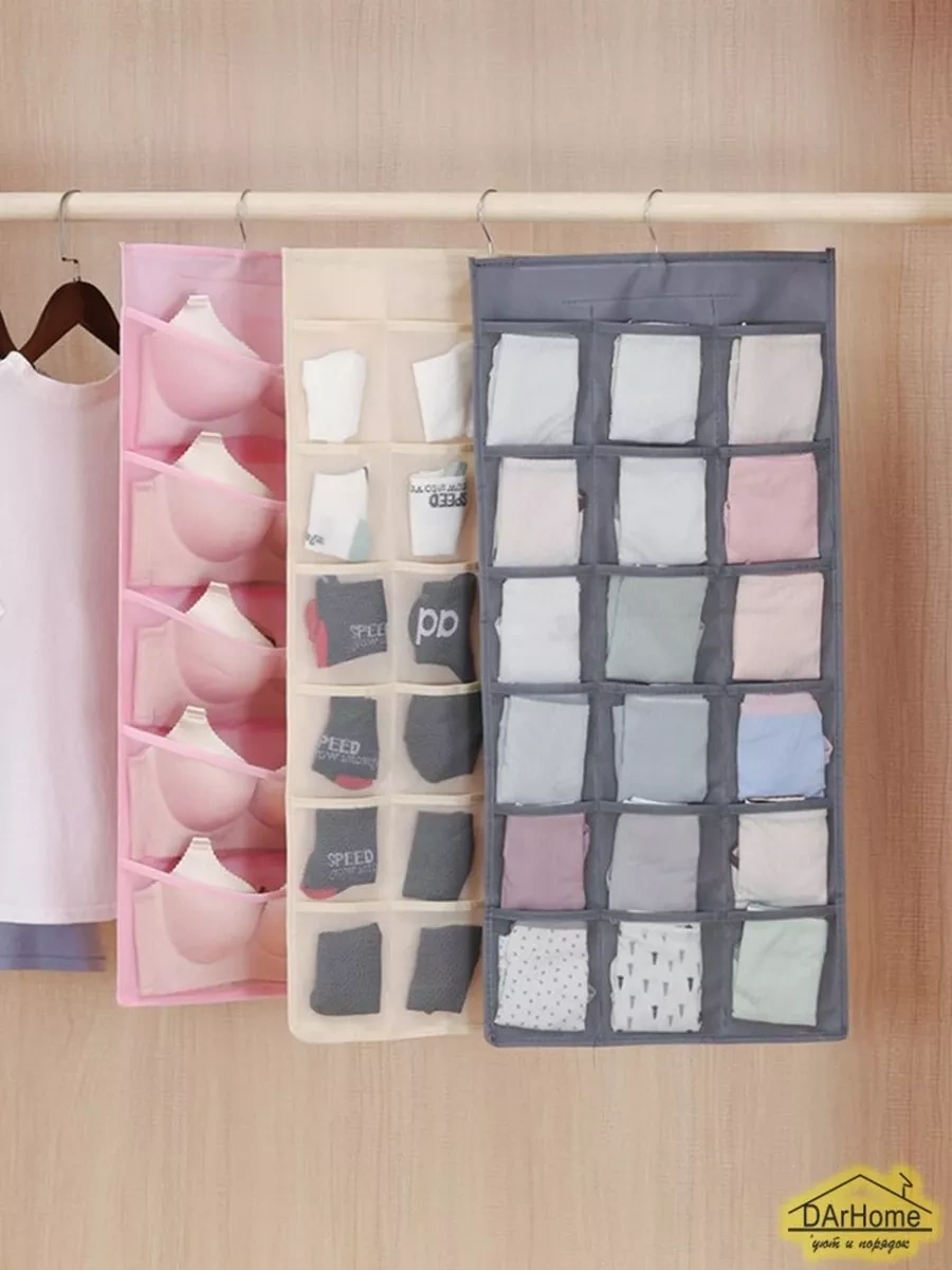 Darhome Dolap İçin Asma İç Çamaşırı Organizatörü, 24 Cep 25755472 Gri