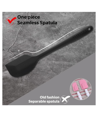 Silikon Kaşık Spatula Seti 6lı Yanmaz Yapışmaz Çizmez Siyah 27cm
