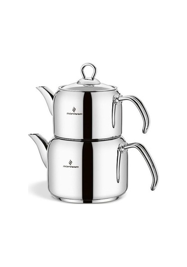 Sofram Soft Aile Boy Çaydanlık Takımı Sabit Süzgeçli Gri