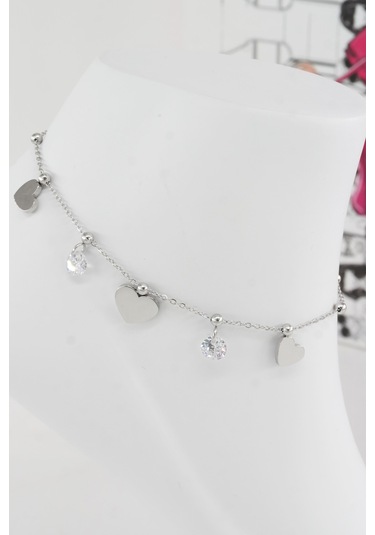 Kadın 316 L Kararmaz Anti Alerjenik Çelik Halhal Zy00025 - Gümüş