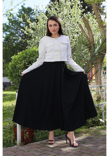 Beli Lastikli Süper Kloş Etek Siyah