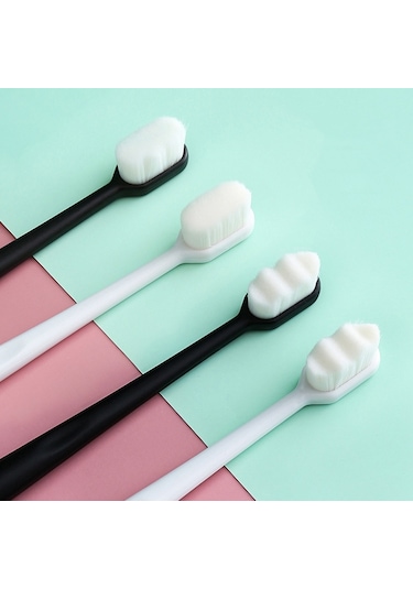 Sones 10 Adet Nano İpek Yumuşak Kıl Bağımsız Paketleme Taşınabilir Çift Diş Fırçası, Özellikler: Beyaz Dalga