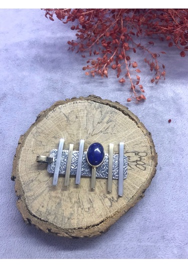 Nsa Gümüş Lapis Lazuli Taşı 925 Ayar Doğal Taş El İşi Gümüş Set