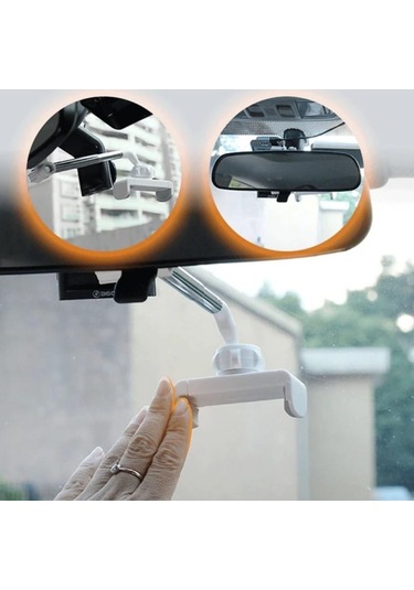 Zhltools Araç İçi Dikiz Aynası Telefon Tutucu Teleskopik Telefon Tutacağı Beyaz Beyaz