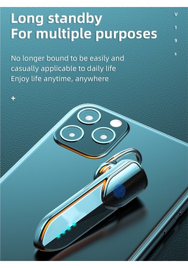 V19s Bluetooth 5.0 İş Tarzı Parmak İzi Dokunmatik Bluetooth Kulaklık Pembe