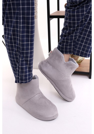 Rd Eb312 Düz Renk Erkek Panduf Ev Botu Ev Ayakkabısı Gri