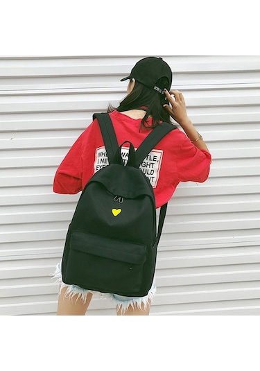 Lebıhmurah Wbp1532 Kadın Sırt Çantası Kanvas Baskılı Kalp Sırt Çantası Kore Tarzı Öğrenciler Se Kız Okul Kadın Sırt Çanta 47797221 Lacivert