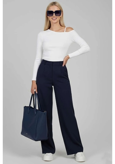 Tek Omuz İpli Bluz Beyaz T4328 Beyaz