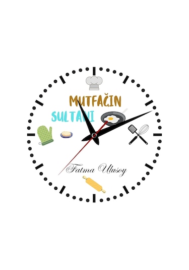 Mutfağın Sultanı Hediye Temalı Cam Duvar Saati 291913 Çok Renkli