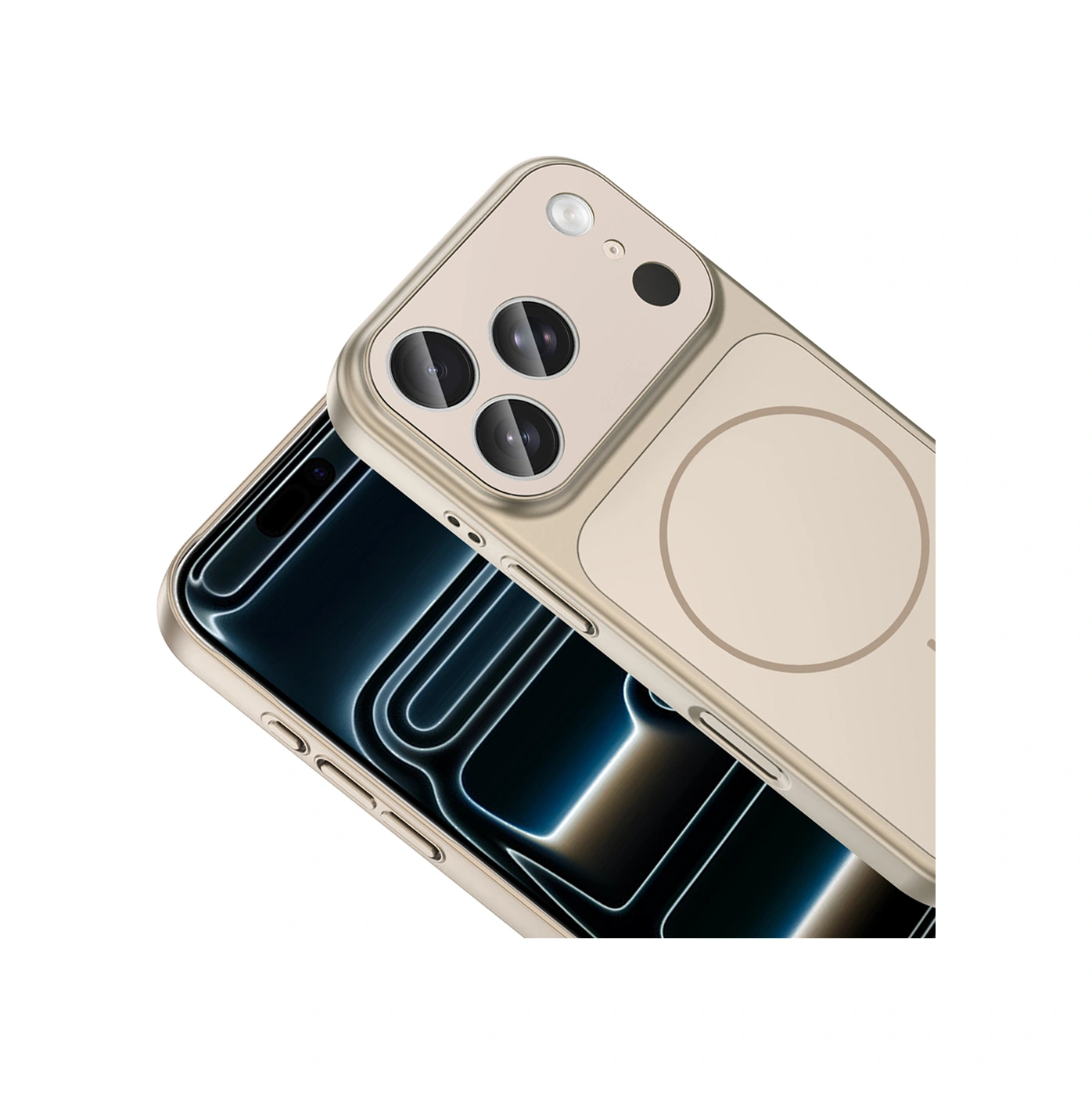 İphone 17 Pro Kılıf M-safe Şarj Özellikli Kamera Korumalı Formen Kılıf Gold