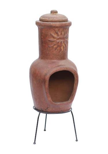 Güneş Motifli Küçük Chimenea Kırmızı