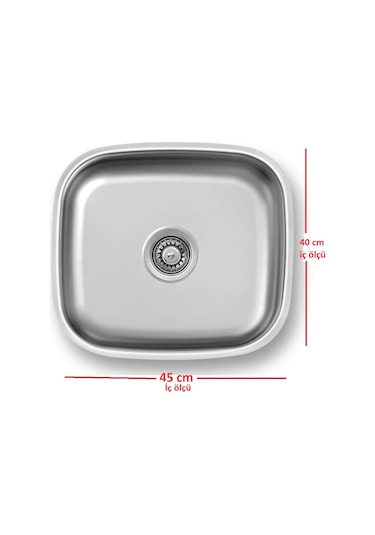 Bloom Ege Lux Kare Tezgah Altı Eviye 40 x 45 CM + 430 Kalite Düz Büyük Kafa Sifon