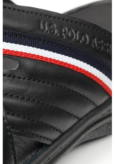 Delmar Hakiki Gerçek Deri Siyah Anatomik Taban Erkek Terlik 001