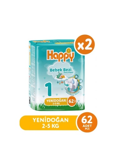 Happy Bebek Bezi Yenidoğan 1 No 62 Li X 2 Adet PKT.HAPPY.083 1 Numara 2'li