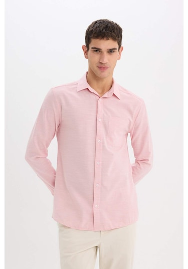 DeFacto Modern Fit Polo Yaka Basic Düz Uzun Kollu Gömlek E5045AX25SMRD92 DeFacto Modern Fit Polo Yaka Basic Düz Uzun Kollu Gömlek E5045AX25SMRD92