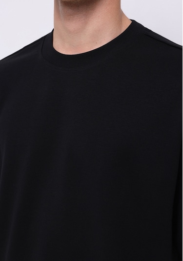 Colins Oversize Fit Yuvarlak Yaka Düz Erkek Siyah Kısa Kol Tişört Cl1076602 Q1.v1 Blk Siyah