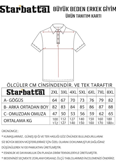Starbattal Büyük Beden Polo Yaka Tişört 23409 Lacıvert-Lacıvert Çok Renkli