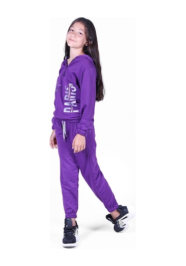 Fyk Kids Love Cıty Fermuarlı Kız Eşofman Takımı Mor