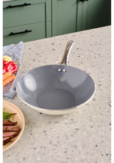 Karaca x Refika Swiss Crystal Creamy Metal Wok Tava 28 Cm