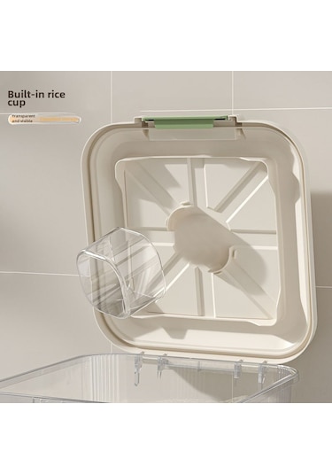 Ranyeek Gıda Kalitesi Pp Plastiği Muhafaza Kabı - Nem Ve Haşere Engeli - Büyük Kapasite 10 Kg - Mutfak Tahıl Saklama - Ölçü Kasesi İçerir Beyaz Diğer