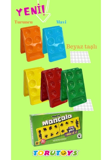 5 Adet Mangala Strateji Turnuva Zeka Oyunu Mavi ,beyaz Taşlı