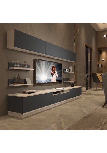 Decoraktiv Trendstyle 8ys Mdf Tv Ünitesi Tv Sehpası Beyaz - Antrasit
