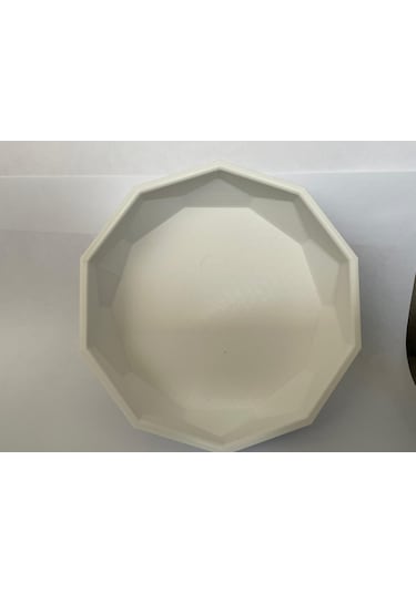Beyaz Köşeli Kase - Dekoratif Kase 15 Cm 3d Baskıdır- Sağlamdır