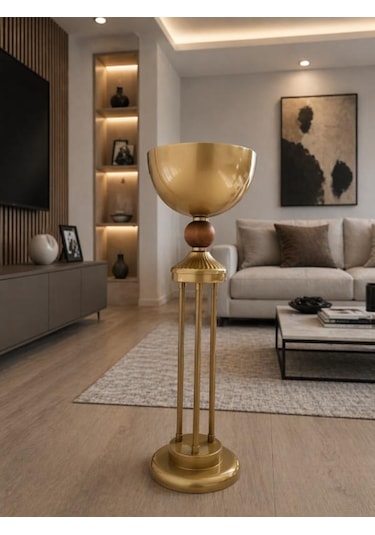 Ayaklı Metal Kuru Çicek Saksısı Eskitme Statik Boyalı Ahşap Detaylı 20-25 cm