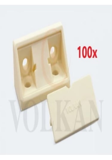 Plastik Kapaklı Köşe Bağlantı 100 Adet Krem Renk