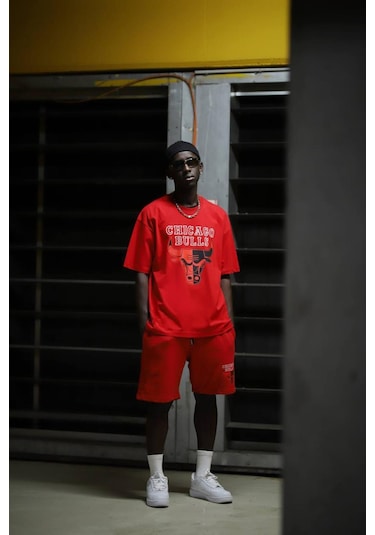 Chicago Bulls Pamuklu Oversize Şortlu Penye Takım 001