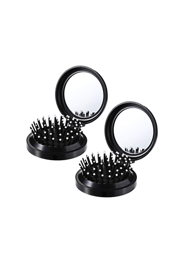 Paket Katlanabilir Seyahat Aynası Saç Fırçaları Yuvarlak Taşınabi