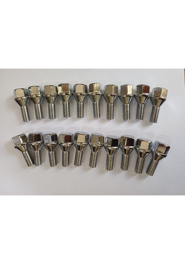 Bijon Takımı Krom Kaplı M12 X 1.25 Aa 19 Mm. Diş: 24, Tam Boy: 52 Mm Takım 20 Adet