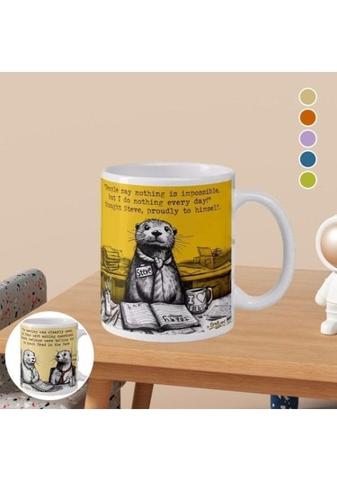 Createtech Steve Kupalar Deniz Otter Çay Bardağı - Seramik Kupa Yaratıcı Komik Kupa Diğer