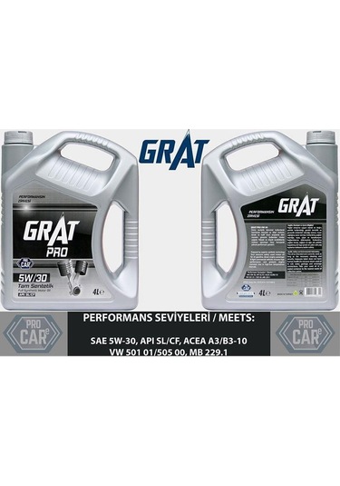 Grat 5W-30 Apı Sl/Cf Tam Sentetik Motor Yağı 4 L