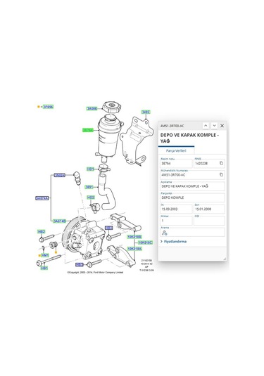 Direksiyon Yağ Deposu C.max Focus 04 Kale 351060 - 4m51 3r700 Ac