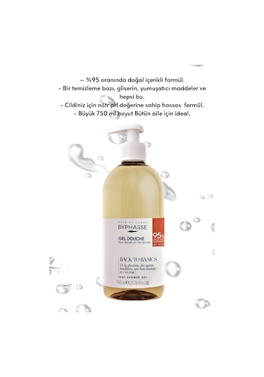 Byphasse Back To Basics Rafine Duş Jeli Kuru Ve Çok Kuru Cilt Tipleri 750 ML