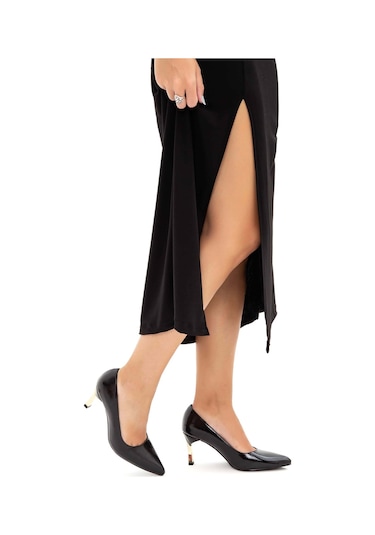 Tamer Tanca Kadın Vegan Siyah Rugan Stiletto Ayakkabı 911 225 Bn Ayk Y22 Sıyah Krsk Rgn Siyah