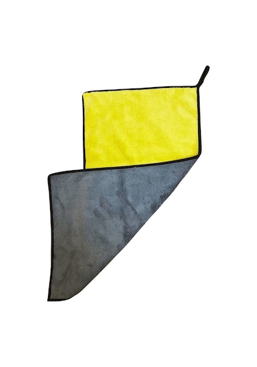 Autofresh Çift Kat Mikrofiber Oto Kurulama Havlusu 30x60 Cm 800gsm Kenarı Biye Gri Sarı