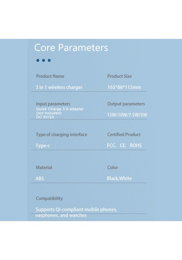 Maiyame A002 Siyah 3'ü 1' Arada Katlanabilir Dikey Kablosuz Şarj Cihazı - Telefon, Saat, Kulaklık İçin 15w Maksimum Güç