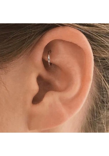 Heppii 6 Mm Silver Cerrahi Çelik Düz Halka Tragus Piercing Helix Kıkırda Gümüş