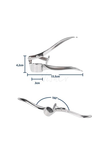 Nishev Paslanmaz Çelik Sarımsak Ezici Universal Hazneli Pratik Sarımsak Ezeceği Gümüş