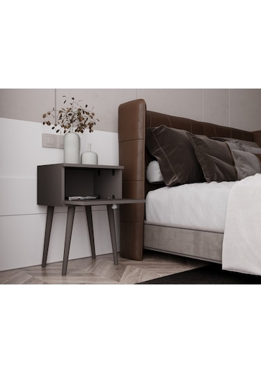 Melura Komodin %100 Mdf Lake Boyalı Ahşap Ayak Gri