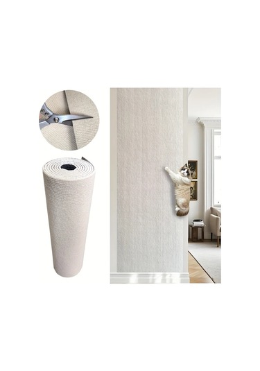 Honeybeeshop Yapışkanlı Kedi Tırmalama Matı Sıcak Beyaz 15.75inch X 118.11inch Dayanıklı Polyester Kedi Oyuncak Ev Dekoru