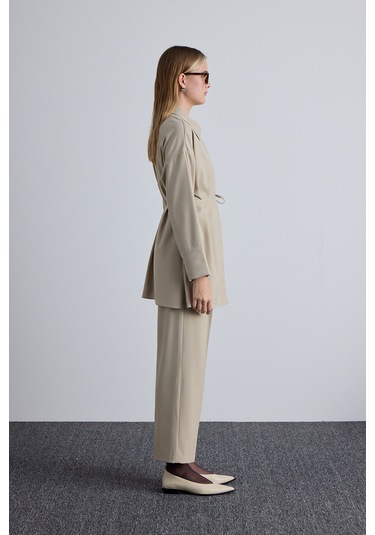 Manuka Geniş Yaka Kadın Tunik - Bej