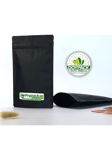 Doypack Mat Siyah Kilitli Doypack 13 x 22.5 CM 250 G 250'li