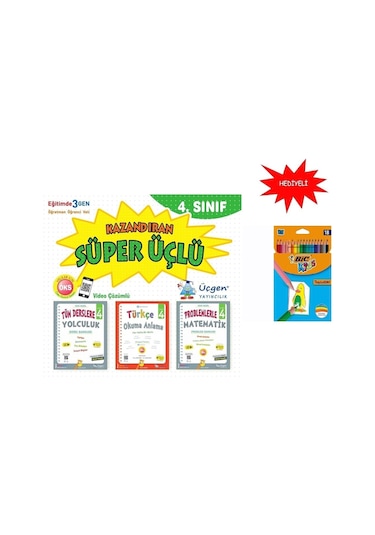 4. Sınıf Kazandıran Süper Üçlü Set + Bic 18 Li Kuru Boya Hediyeli